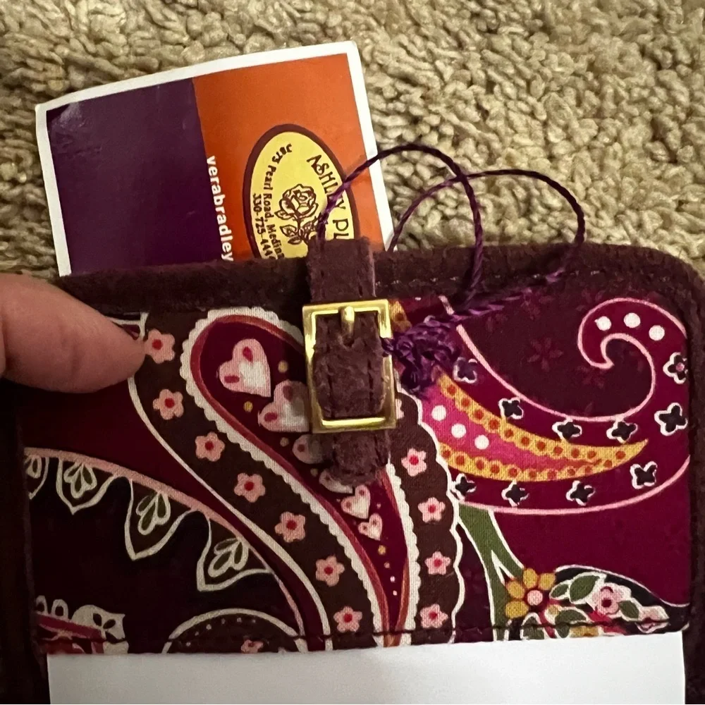 Vera Bradley Woven Tweed Mini Notebook Holder Red Maroon 3.5”x5 NWT
